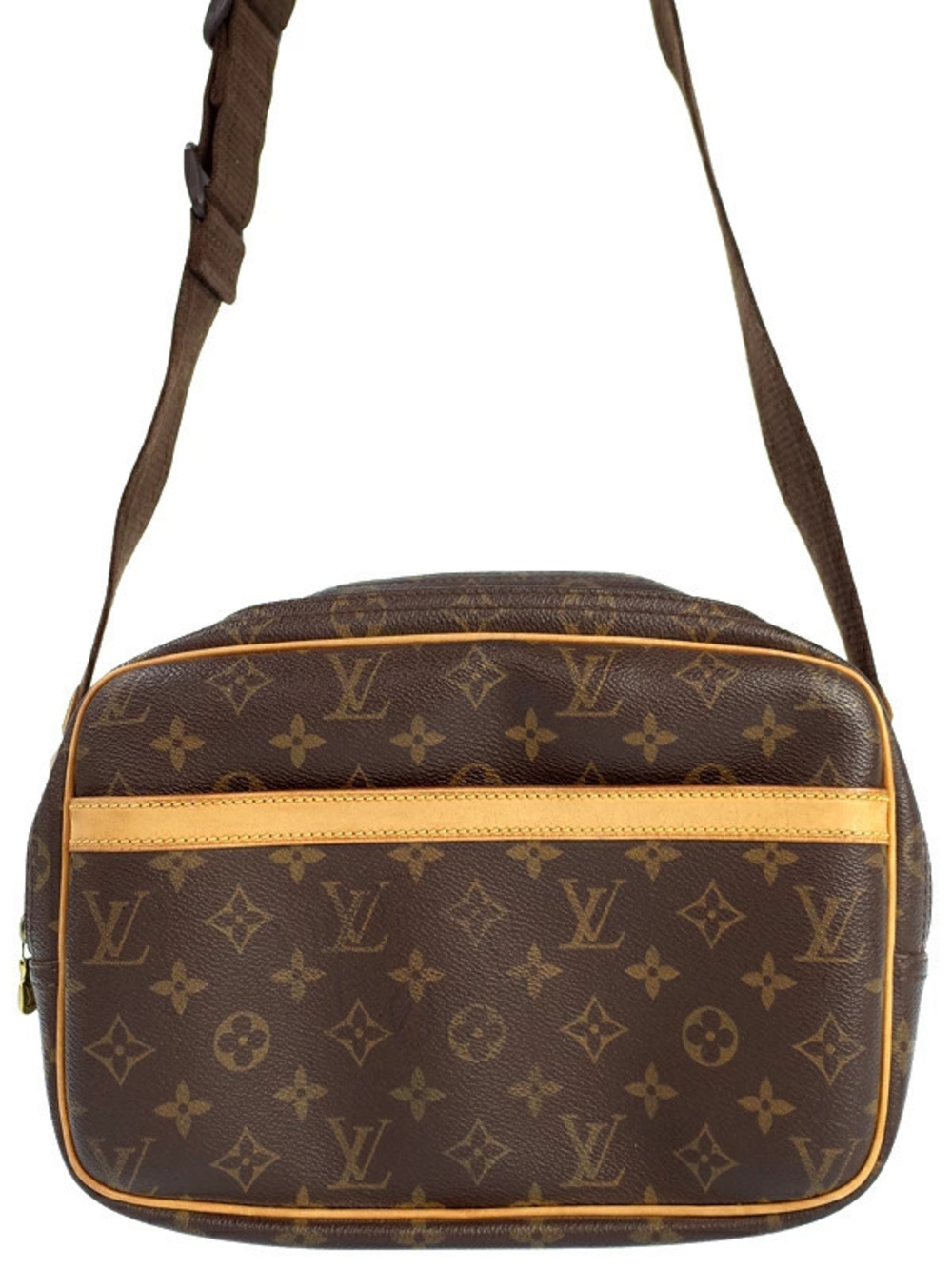 Louis Vuitton Monogram Reporter Shoulder Bag Canvas Leather Brown